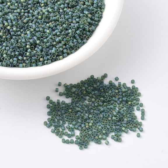 10 g MIYUKI Delica Beads Cylinder Japanese Seed Beads 11/0 (DB0859) Matte Transparent Dark Emerald AB 1.3x1.6mm Hole: 0.8mm 2000pcs/10g