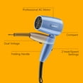 thumbnail image 2 of Travel Hair Dryer with Dual Voltage, 1600W Compact Blow Folding Handle, Blue, 2 of 4