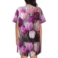thumbnail image 6 of Fuzoiu Purple And Pink Tulip Bouquet Print Women's Short-Sleeved Pajama Set,Lounge Sleepwear Set,Womens Pajama Sets 2 Piece,Button-Up Top and Shorts with Pockets-4X-Large, 6 of 7