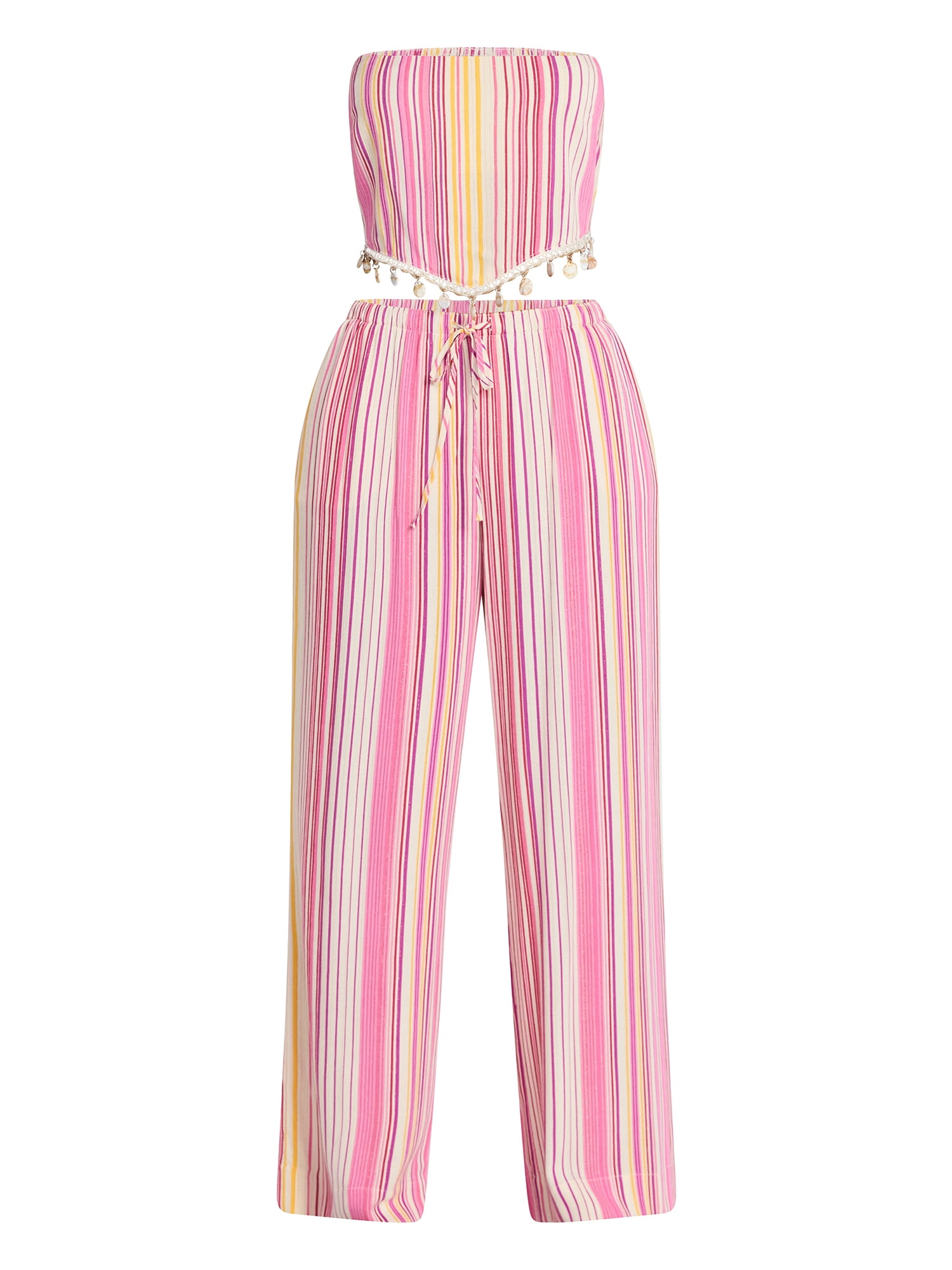 No Boundaries Scarf Top and Beach Pants Set, 2-Piece, Women's XXS-XXL