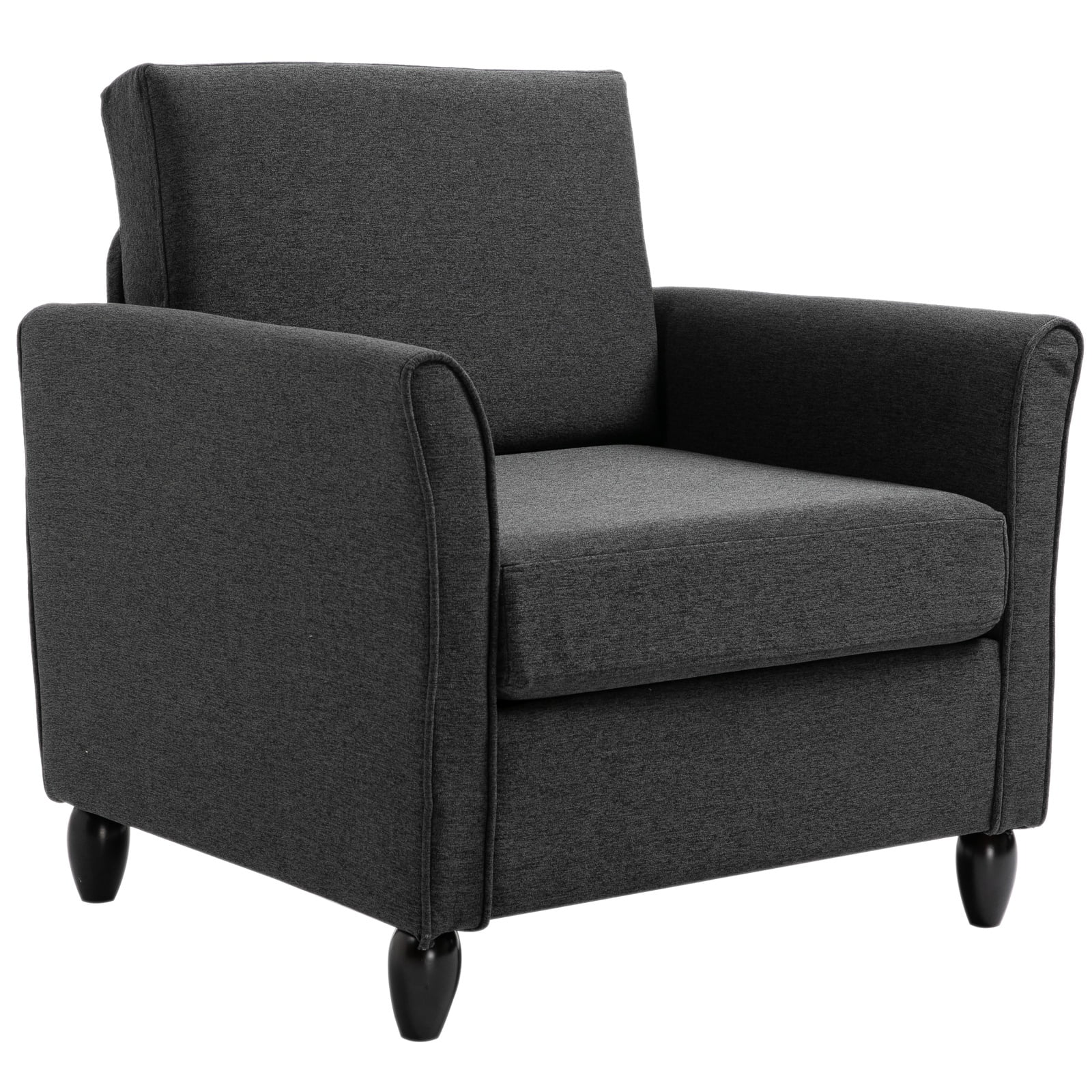 Single Armchair Cushion Padded Sofa Chair Wooden Seat Living Room