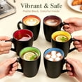 thumbnail image 4 of TINANA 12 oz Ceramic Coffee Mugs Set of 6, Matte Black Coffee Cups with Colorful Interior, Tea Mugs for Home Office, Microwave and Dishwasher Safe, 4 of 7