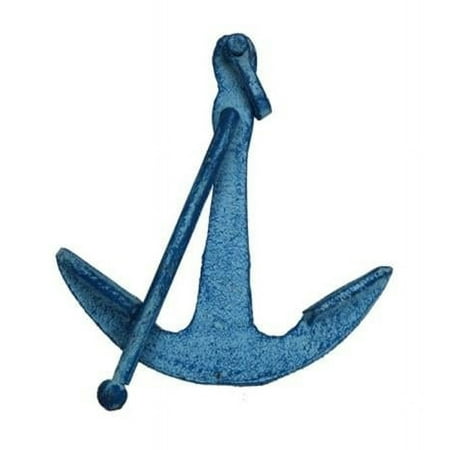 Handcrafted Model Ships 5 in. Cast Iron Anchor Paperweight - Rustic Light Blue Whitewashed