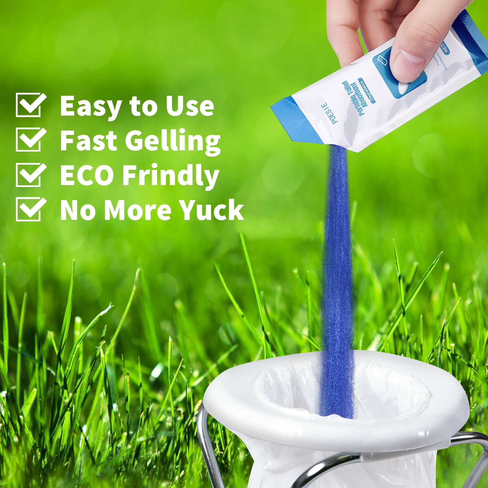 Poesie Portable Toilet Absorbent Urine Powder Liquid Waste Gel for Outdoor 25packs