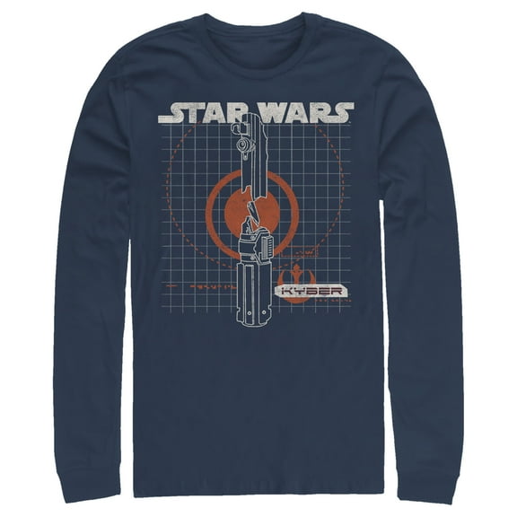 Men's Star Wars: The Rise of Skywalker Kyber Crystal Long Sleeve Shirt Navy Blue 2X Large
