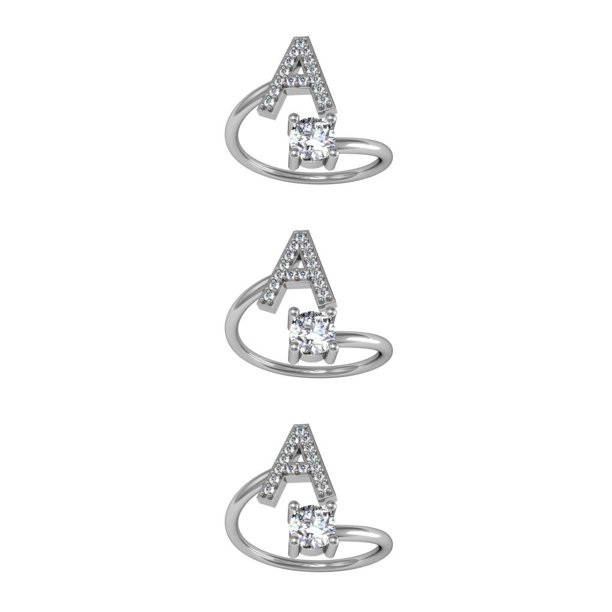 Jumpingount Anillo abierto con letras mayúsculas, anillos de compromiso ajustables, joyería decorativa de viaje, regalos de cumpleaños y Navidad Type1 NO1