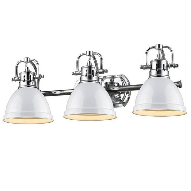 Duncan Meuble-Lavabo de Bain 3 Lumières en Chrome avec Stores Blancs