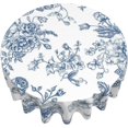 thumbnail image 2 of Blue Floral Tablecloth Round 70 Inch Chinoiserie Vintage Flower Table Cloth,Stain Resistance Polyester Spring Summer Seasonal Table Covers for Kitchen Dining,Small Tablecloth for Party Picnic, 2 of 6
