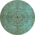 thumbnail image 1 of Ahgly Company Indoor Round Oriental Light Blue Traditional Area Rugs, 6' Round, 1 of 4