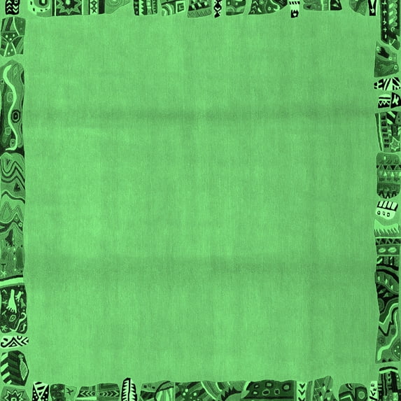 Ahgly Company Indoor Square Abstract Emerald Green Modern Area Rugs, 7' Square