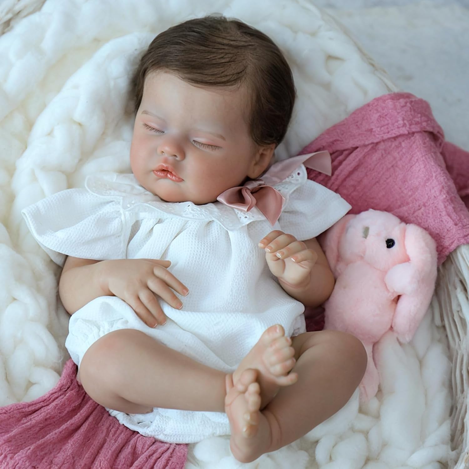 Lifelike Reborn Baby Dolls - 20-Inch Realistic Reborn Doll Soft Body Eyes Closed Newborn Real Life Baby Doll That Look Real for gift、