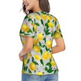 thumbnail image 3 of Honeii Lemon Seamless Pattern Oil Painting Effect Print Women's Classic V-Neck T-Shirt,Womens Fashion Tops,Stylish Everyday Top for Women, Casual Summer Spring Outfits Clothes-Medium, 3 of 5