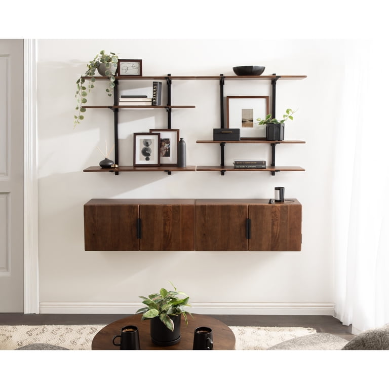 Kate and Laurel Atwood Three-Tiered Adjustable Mango Wood Wall