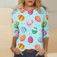 thumbnail image 2 of Savings VALMASS Easter 3/4 Sleeve Shirts Women Casual Cute Printed Round Neck Tops Loose Pullover Cozy Tees (2XL, Light Blue), 2 of 3