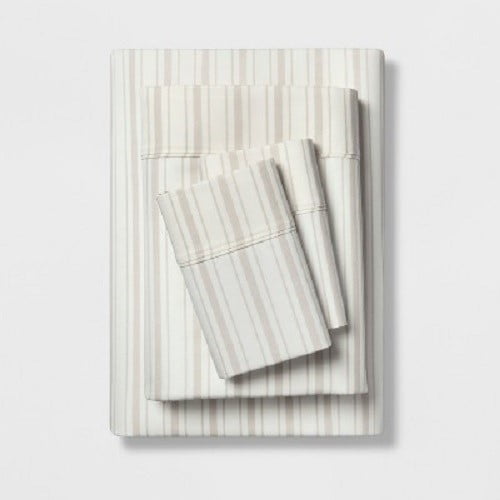 Threshold 400 Thread Count Printed Performance Sheet Set White/Gray Queen