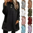 thumbnail image 4 of 1. Women's Thermal Fleece Pullover Winter Warm Long Sleeve Tunics Top with Pockets Cozy Outdoor Wear, 4 of 9