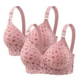 thumbnail image 1 of LOVZFMLL Soutien-Gorge pour Femmes Soutien-Gorge Imprimé pour Femmes Sans Armature Rassemblé Grande Taille Grand Bonnet sous-Vêtements pour Femmes 2 Pcs Rose m(40/90CD), 1 of 4