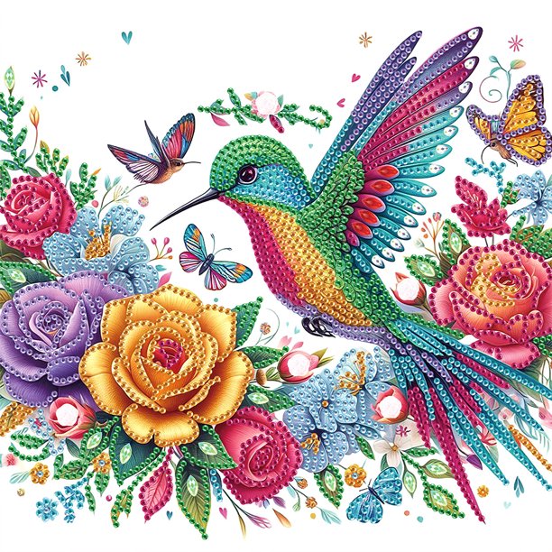 (SHA078) Serie Colibrí Diamante Parcial Pintura Resina Diamante Con Forma Especial 30*30cm