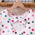 thumbnail image 5 of MHZLDYZ Kids Summer Clothes Girl's Middle And Older Colorful Polka Dot Short Sleeve Top Short Sleeve Shirt Dress Pants Set Clothes for Girls 6T Girls Clothes Girls Short Sets(White,140), 5 of 6