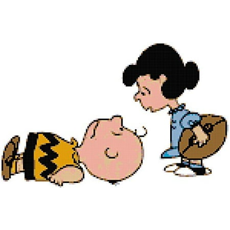 Charlie Brown And Lucy Football - Peanuts Charlie Brown and Lucy Football Counted Cross Stitch Pattern