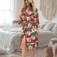 thumbnail image 5 of Yuyamidu Santa Claus Bathrobe Women Lightweight Spa Robe Christmas Nightgown Kimono Robes Red Green Stripes Robe Womens Long Sleeve Sleep Dress Size M, 5 of 7