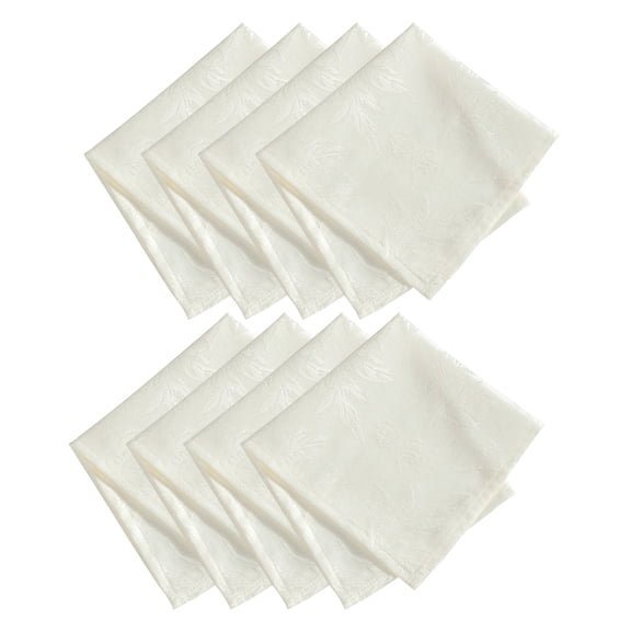 Elrene Home Fashions Elegant Woven Leaves Jacquard Damask Napkin, Set of 8, Ivory, 17" x 17"