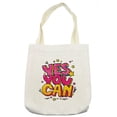 thumbnail image 1 of Saying Tote Bag, Motivational Yes You Can Message Graffiti Word Bubble Style with Stars, Cloth Linen Reusable Bag for Shopping Books Beach and More, 16.5" X 14", Cream, by Ambesonne, 1 of 2