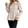 thumbnail image 3 of Tqcoqu Womens Babydoll Peplum Tops Button Up Business Casual Blouse Shirt, Tummy Control Dressy Casual Going Out Blouses,Women's,Size S-XXL, 3 of 7