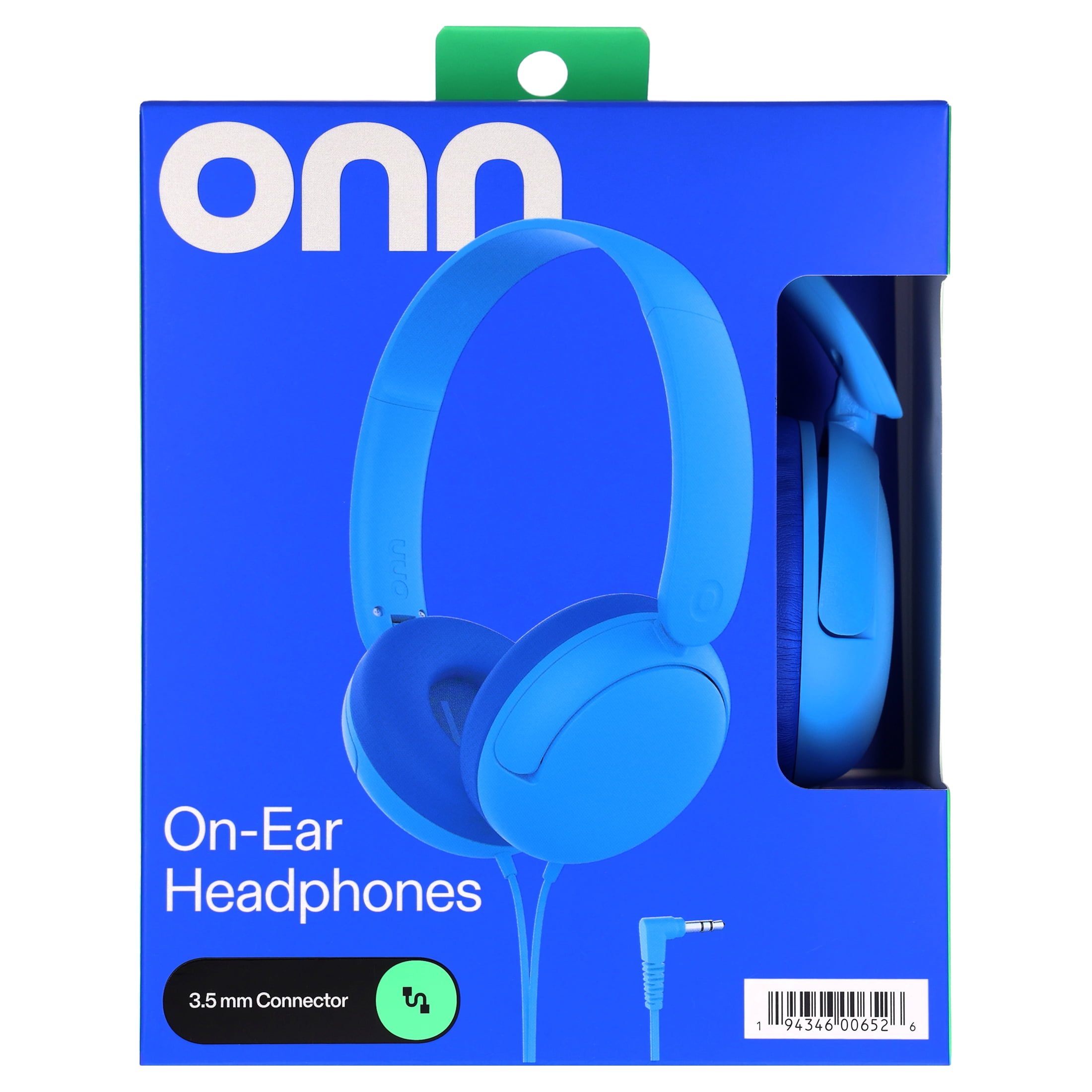 onn On-Ear Headphones with 3.5 mm Connector, Blue