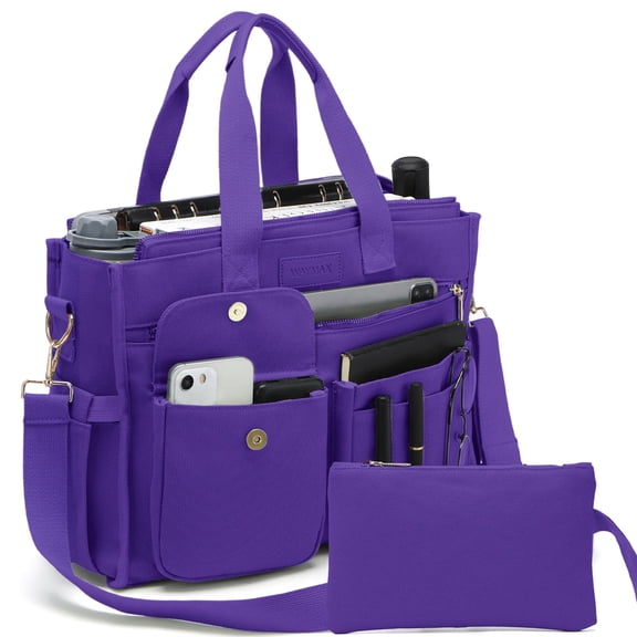 Large Canvas Tote Bag Set for Women, Work Teacher College Travel Shoulder Handbags, Crossbody Laptop Purse
