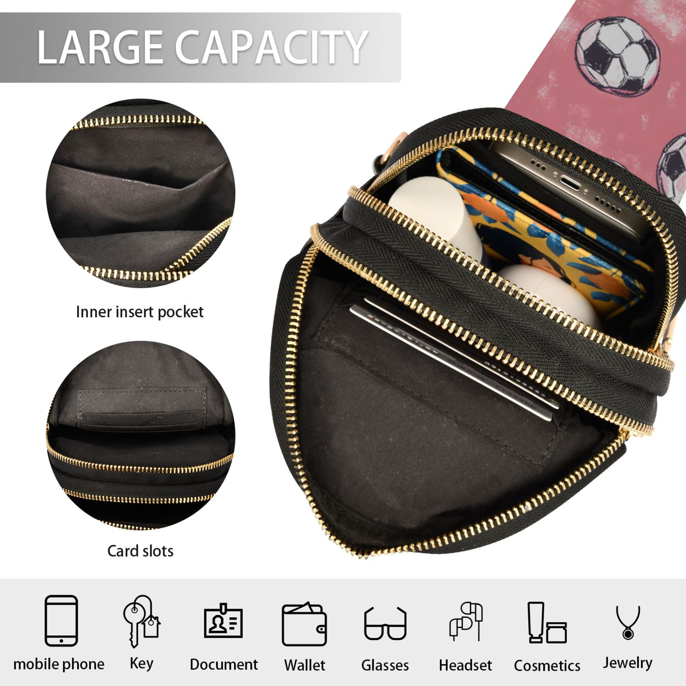 ALAZA Footballs Sling Bag for Women Men Waterproof Crossbody Chest Bags