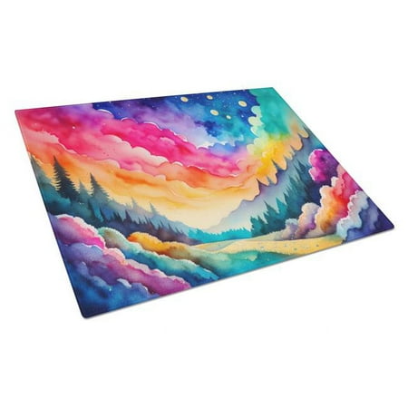 

15 x 12 in. Unisex Dusty Miller in Color Glass Cutting Board - Large