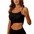 thumbnail image 2 of Aoiroe Women Built-in Bra Tank Tops Sleeveless Casual Shirts Fitted Tank Tops Black L, 2 of 9
