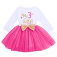 thumbnail image 2 of IBTOM CASTLE Baby Girls My 1st 2nd 3rd Birthday Polka Dots Dress with Headband Long Sleeve Sequin Princess Tutu Cake Smash One Party Gown 3 Years Hot Pink, 2 of 8