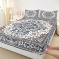 thumbnail image 3 of jejeloiu Boho Theme Bed Sheets,Retro Damask Print King Sheets,Gray Bohemain Mandala Sheet Set For Child,Breathable Home Decor,4pcs, 3 of 7