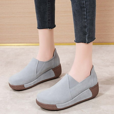 

Fashion Thick-soled Rocking Shoes Women s Single Shoes Comfortable Mother Shoes Casual Leather Shoes