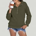 thumbnail image 2 of Women's Casual Half Zip Hoodie Stand Collar Loose Fit Solid Color Pullover Sweatshirt Comfortable Warm Winter Top, 2 of 2