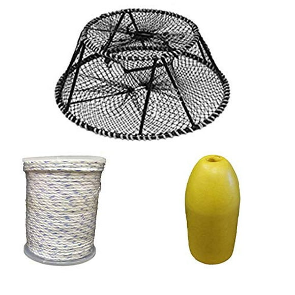 Vinyl Coated Tower Style Prawn Trap(30"x20"x12"H,Mesh:1-1/8") with Prawn Trap Accessory Combo