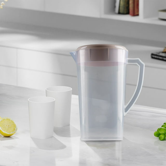 Pichets en Plastique avec Poignée et Couvercle, Grands Pichets de 3 L pour Boissons, Pichet d'Eau pour Porte de Réfrigérateur avec Poignée, Pichet en Plastique avec Couvercle Rabattable Parfait pour Préparer Thés et Jus, Pichet pour Boissons Froides et Thé Glacé