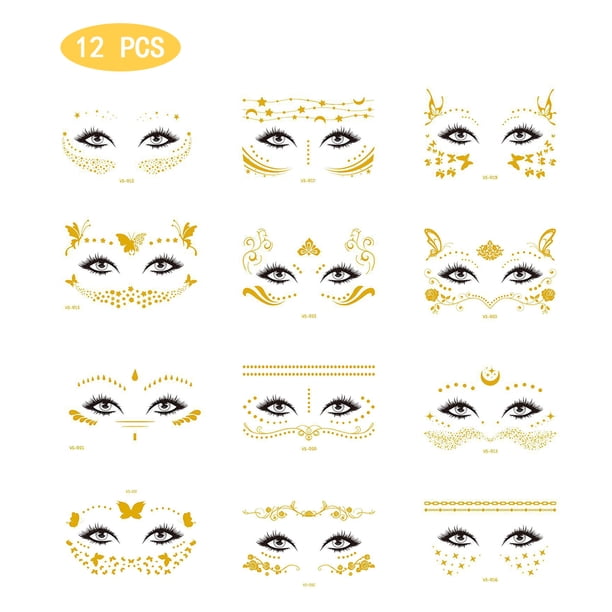 12 Hojas de Pegatinas de Tatuaje de Cara Etiqueta de Cara de Pecas para Mujeres Niñas Tatuaje Temporal Etiqueta de Transferencia de Agua para Maquillaje Fiestas de Disfraces de Bailarina