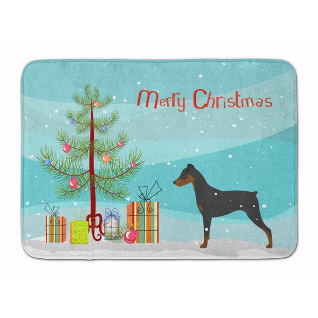Carolines Treasures BB2931RUG German Pinscher Merry Christmas Tree Machine Washable Memory Foam Mat