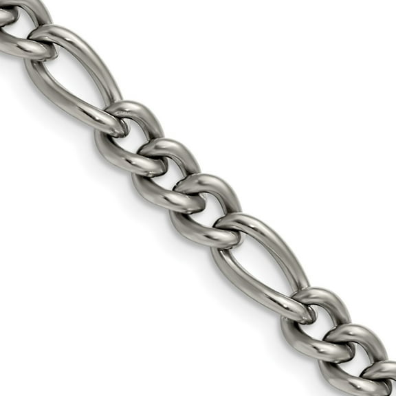 Auriga Fine Jewelry Titanium Polished 7 mm Figaro Chain Necklace for Men 18"