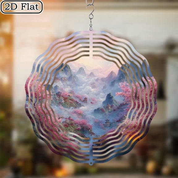 HELLOYOUNG Outdoor Wind Spinner 3D Mandala Wind Chime, Colorful Garden Art Flower Decor, Durable Iron Patio Ornament, Weatherproof Spinning Sculpture for Yard Lawn, Holiday Gift