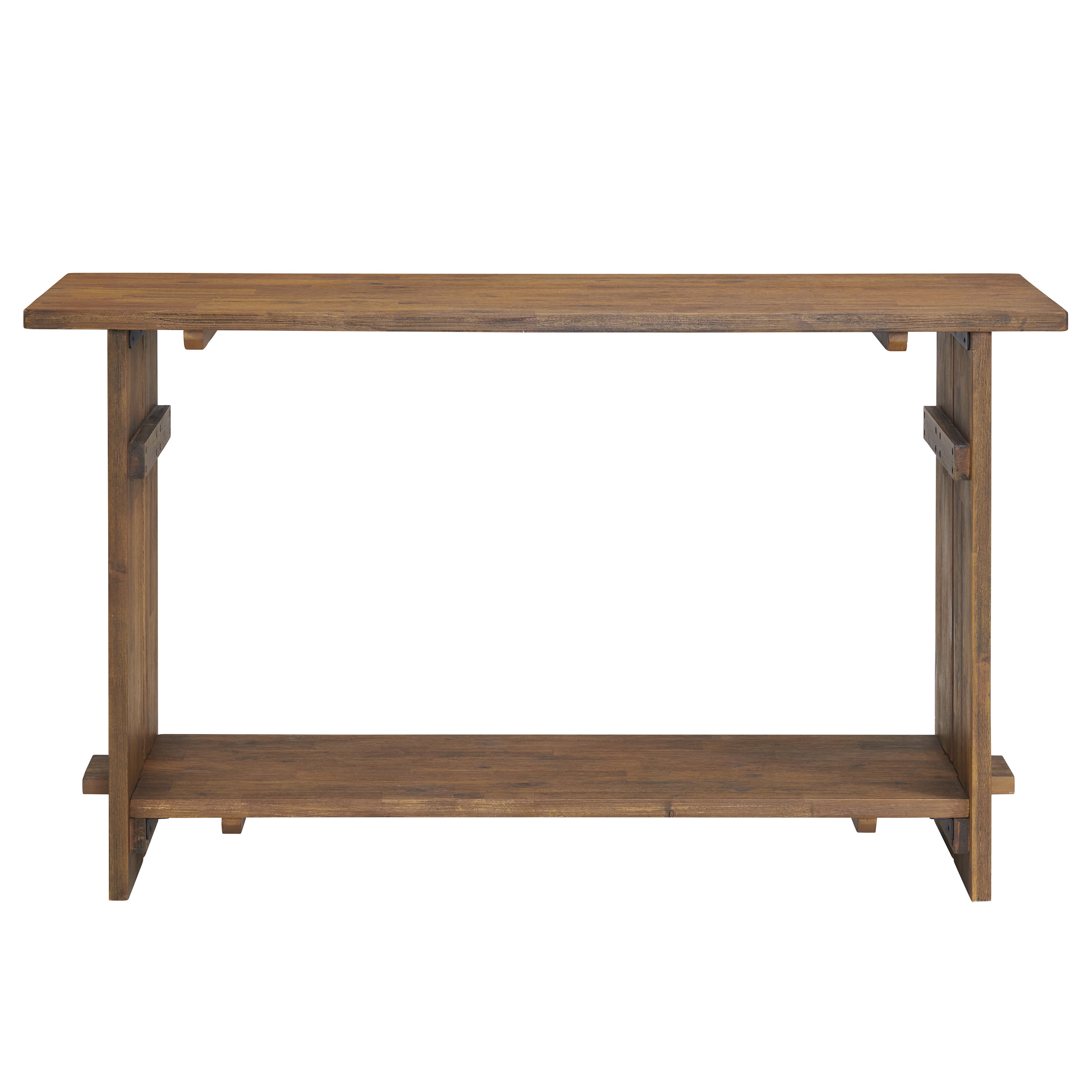 Alaterre Furniture Bethel Acacia Wood Console Table, 52 in. W Entryway Table with Dual Shelf Storage, Rustic Natural Aged Brown