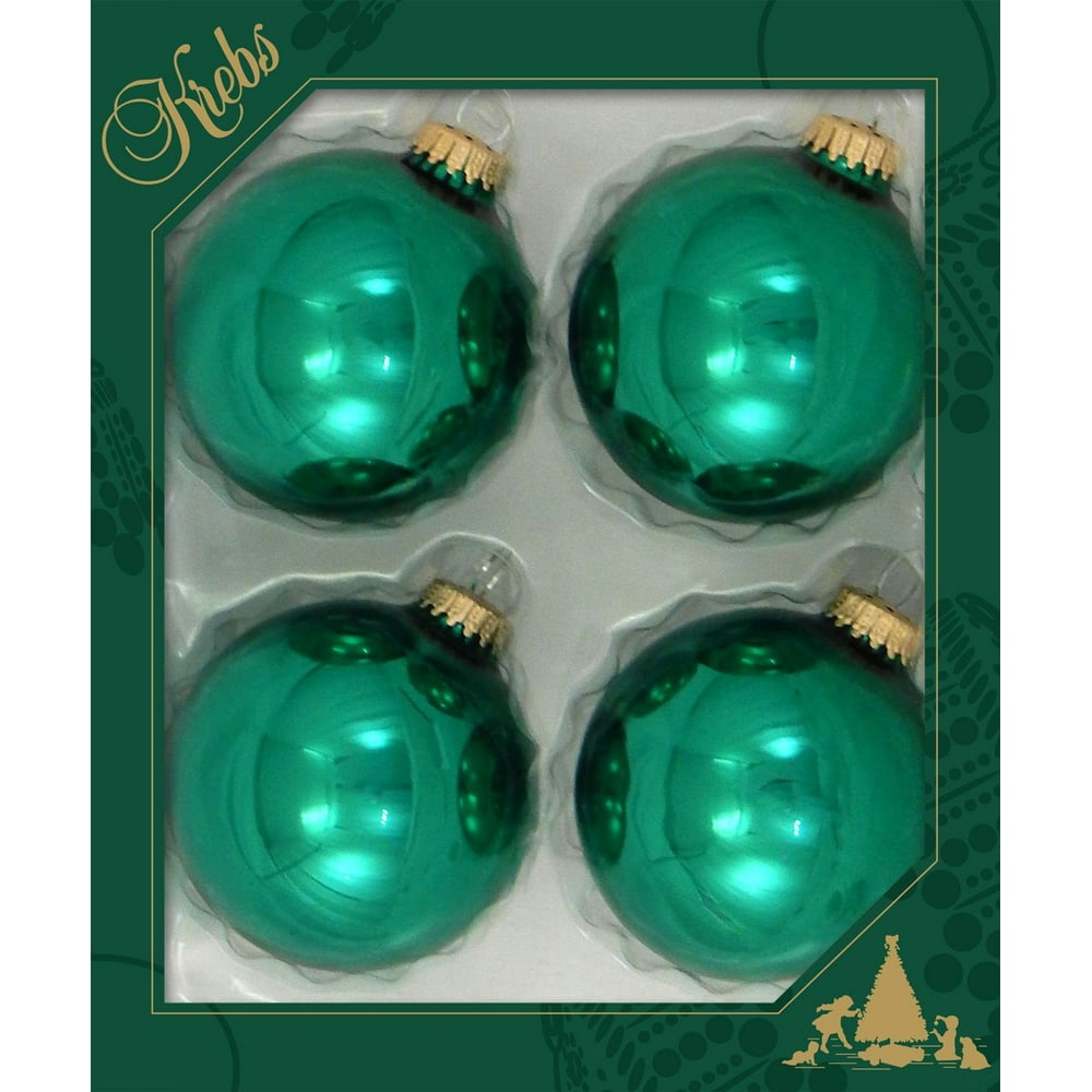 Designer Seamless Glass Ball Ornaments, 3 1/4" (80mm), Emerald Green