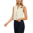 thumbnail image 4 of INSPIRE CHIC Notched Lapel Waistcoat Vest for Women's Sleeveless Button Down V Neck Casual Work Suit Vests XS Apricot, 4 of 6