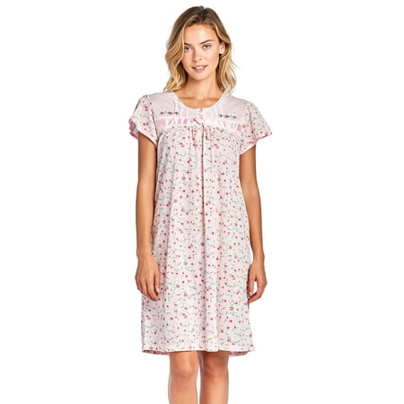 

Casual Nights Women s Short Sleeve Floral And Lace Nightgown