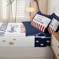 thumbnail image 5 of Manfei Stars Striped Zipper Queen Comforter Set with Fitted Sheet and 2 Pillowcases,Faith Family Freedom Print Zipper Bedding Set,Red White Navy Usa Flag Decor,Navy Blue Reversible,4pcs, 5 of 8