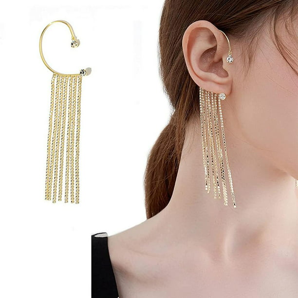 Careslong Ear Cuff Chandelier Earrings, Long Chandelier Style Earrings Silver And Gold