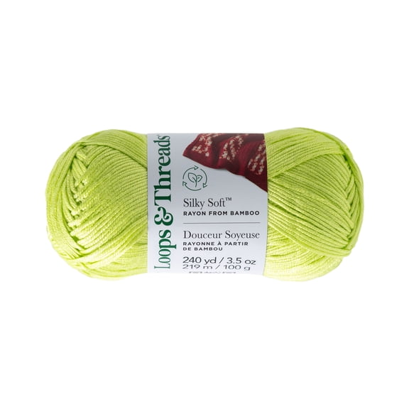 Silky Soft Yarn by Loops & Threads - Yarn for Knitting - Crochet - Weaving - and Arts & Crafts - Green - Bamboo - 3.5 oz